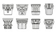 Classical column architecture element. Columns set or collection