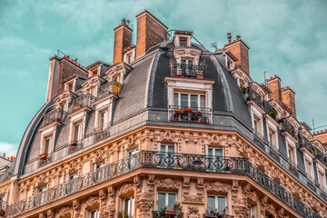 Detail from typical French architecture in Paris