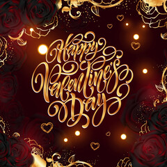 Wall Mural - St. Valentine's day card. Beautiful vector red banner.