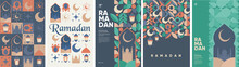 Ramadan Kareem. Islamic Greeting Card Template With Ramadan For Wallpaper Design. Poster, Media Banner. A Set Of Vector Illustrations.