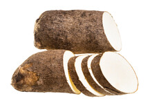 Side View Of Sliced Tuber Of African Yam Isolated