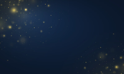 Wall Mural - golden blurred bokeh light on dark blue background