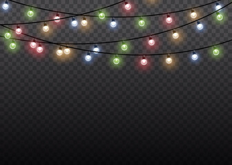Wall Mural - christmas lights, glow light bulbs, xmas lamp.