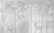 © antura - Photo wallpapers for the interior. Wall decor in grunge style. The forest is in a fog. A fresco depicting a forest.