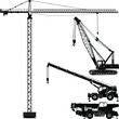 Various types of silhouette Building cranes

