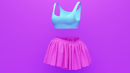 Poster - Bright modern top and skirt. Abstract loop animation