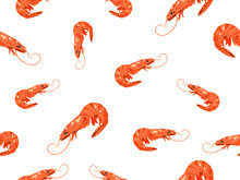 Shrimp In A Seamless Background Pattern.