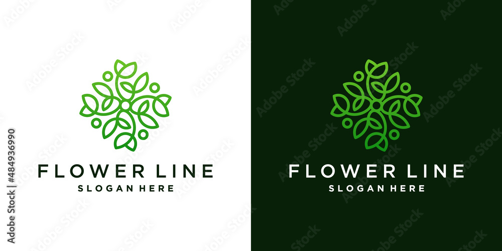 Minimalist flower logo ornament with line and circle Stock Vector ...