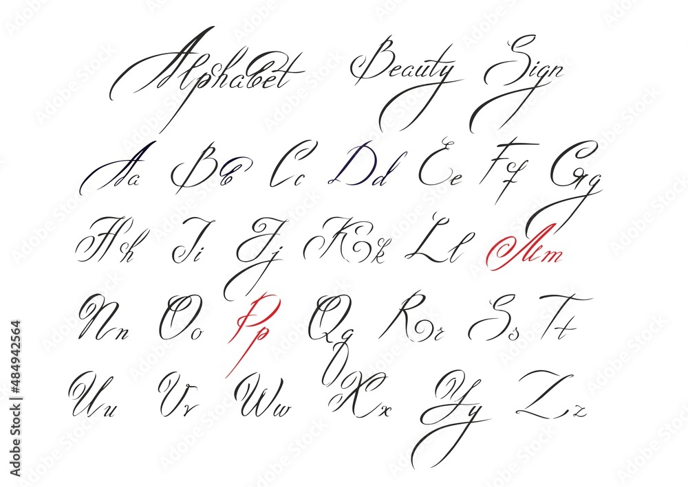Calligraphy alphabet, logo, sign, handwritten signature, lettering font ...
