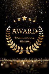 Wall Mural - winner nomination award with gold laurel, luxury reward, certificate poster with glitter