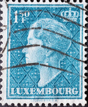Luxembourg - Circa 1948: A Postage Stamp From Luxembourg, Showing A Portrait Of The Grand Duchess Charlotte