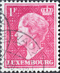 Wall Mural - Luxembourg - circa 1948: a postage stamp from Luxembourg, showing a portrait of the Grand Duchess Charlotte