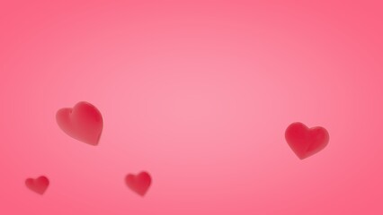 Poster - 3d rendering of a pink gradient background and several hearts. Illustration for festive compositions and postcards for Valentine's Day.