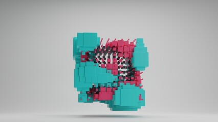 Poster - 3d rendering of an abstract array of cubes of different sizes and colors. unique design, beautiful b