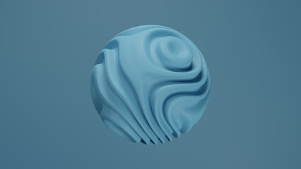 Poster - 3d rendering of a sphere with a wavy surface. Smooth curves create a unique image. Futuristic design, monochrome image for screensavers and desktop.