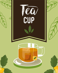 Canvas Print - tea cup lettering with glass