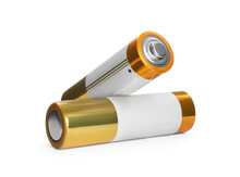 New AA Batteries On White Background. Dry Cell
