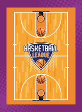 Basketball League Lettering And Court