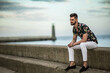 Mateusz Komorowski Gdynia nad morzem spacer pokaz mody fashion