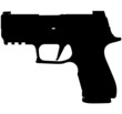P320 XCOMPACT 9 mm handgun, pistols for police and army, special forces. Realistic silhouette