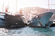 © DiMar - Private super yachts moored in Monaco harbour sunny day Monaco yacht show luxury lifestyle