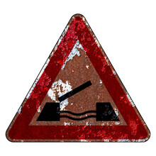 Old Grunge EU Road Sign Warning Sign - Drawbridge