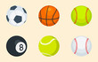 Sports ball color icon set. Vector all sports ball emoji illustration collection