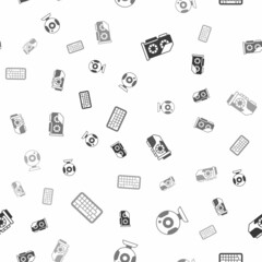 Sticker - Set Video graphic card, Web camera, and Keyboard on seamless pattern. Vector