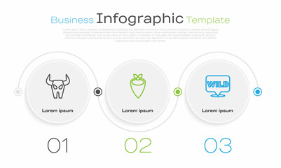 Poster - Set line Buffalo skull, Cowboy bandana and Pointer to wild west. Business infographic template. Vector