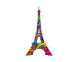Fototapeta Boho - Eiffel Tower Paris, France symbol Mandala icon chromatic logo illustration