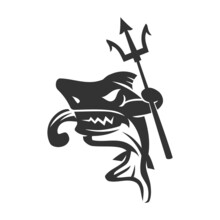 Poseidon Shark Icon Illustration Brand Identity