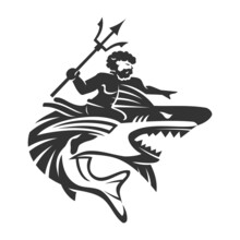 Poseidon Shark Icon Illustration Brand Identity