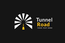 Elegant Tunnel Road Logo Modern Minimal Style Design, Perspective Concept, Vector Graphic