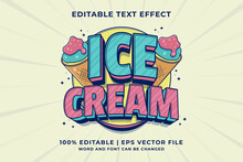 Editable Text Effect - Ice Cream 3d Cartoon Cute Template Style Premium Vector