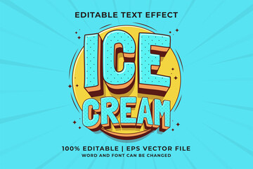 Wall Mural - Editable text effect - Ice Cream 3d Traditional Cartoon template style premium vector
