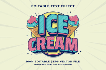 Wall Mural - Editable text effect - Ice Cream 3d Cartoon Cute template style premium vector