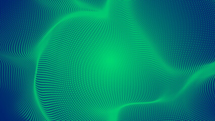 Abstract dot green wave pattern gradient  texture technology background.