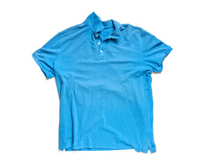 Rumpled blue shirt isolated on white background