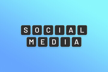 Poster - Social Media text on cube shape isolated on blue background.