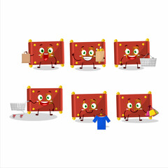 Canvas Print - A Rich red paper roll chinese mascot design style going shopping