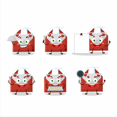 Poster - Cartoon character of red love envelope with various chef emoticons