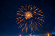 Brightly colorful fireworks and salute of various colors in the night