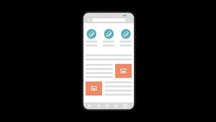 Smartphone template popping up animation (4K) | No background