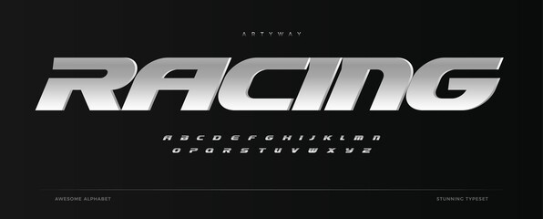 racing alphabet. speed sport font, automotive type for modern dynamic logo, headline, auto car brand