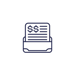 Wall Mural - Invoice or paycheck line icon