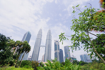 Sticker - Kuala Lumpur, Malaysia - The Petronas Twin Towers against blue sky, The world's tallest Twin Towers.