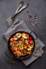 Wall Mural - Grilled cooked assorted vegetables with herbs and spices