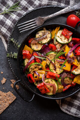 Wall Mural - Grilled cooked assorted vegetables with herbs and spices