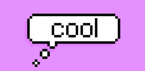 Aufkleber - Speech bubble in pixel art style on a pink background.