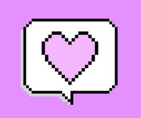 Aufkleber - Speech bubble in pixel art style on a pink background.